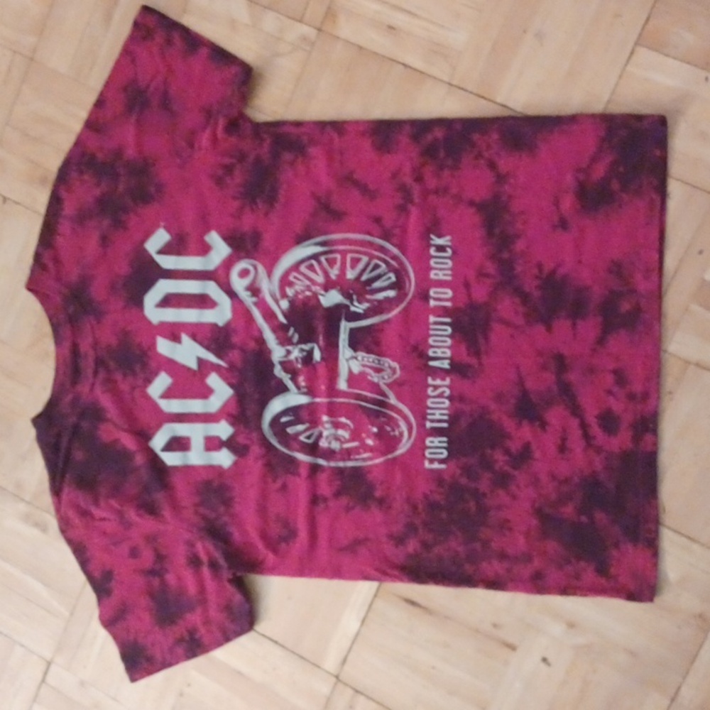 AC / DC tye dyed tee shirt men's size small red and black